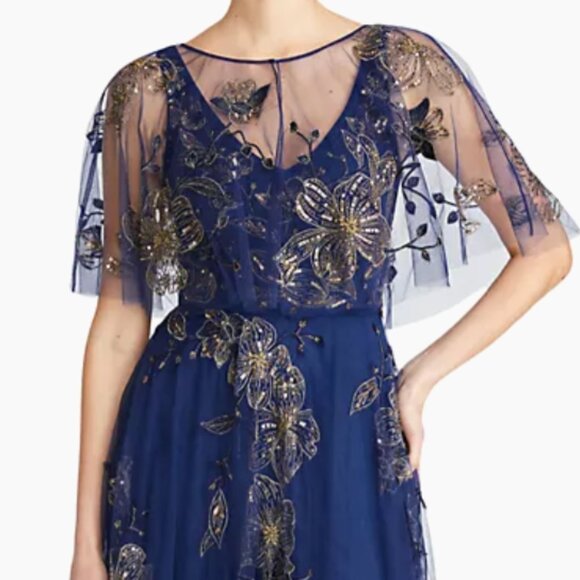 Theia Couture Jaylee Beaded Capelet Gown size 16 NWT - Picture 3 of 6